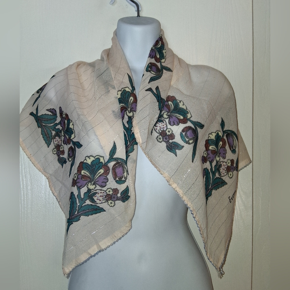Scarf, 28"x30", Floral Print
